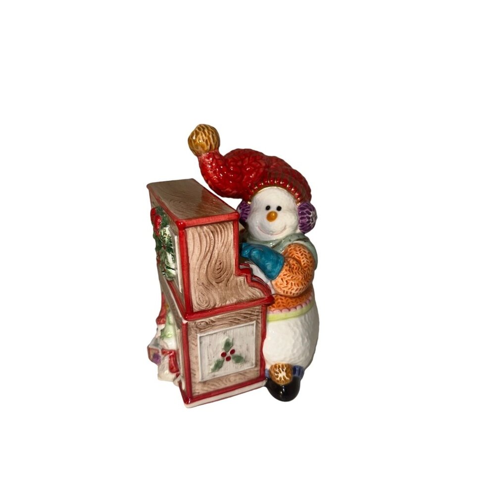 Fits & Floyd  Snowman Playing Piano Christmas Figurine Holiday Decor jar